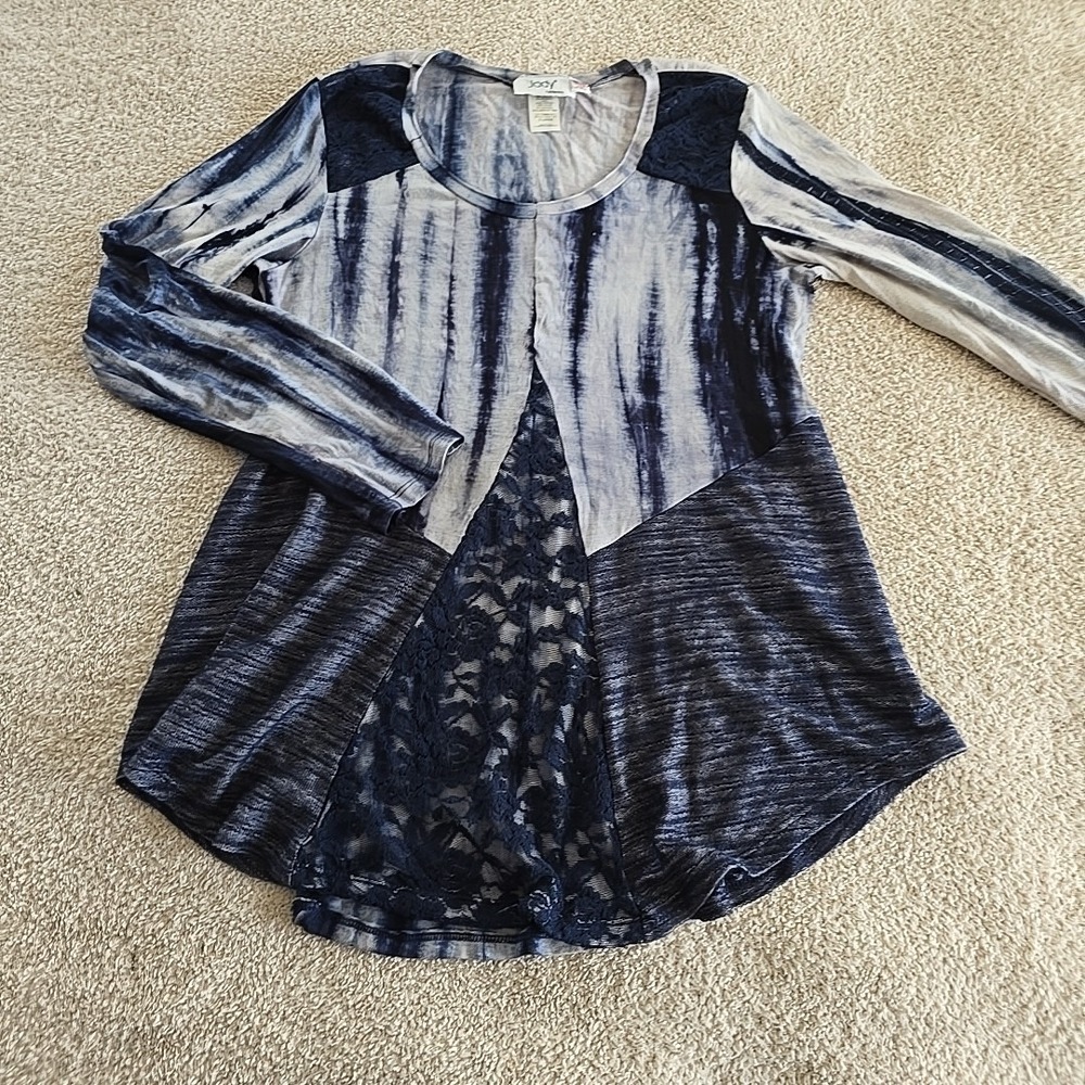 Vintage Jody California Tie Dye Tunic Shirt Lace Detail Boho Hippie Festival XL